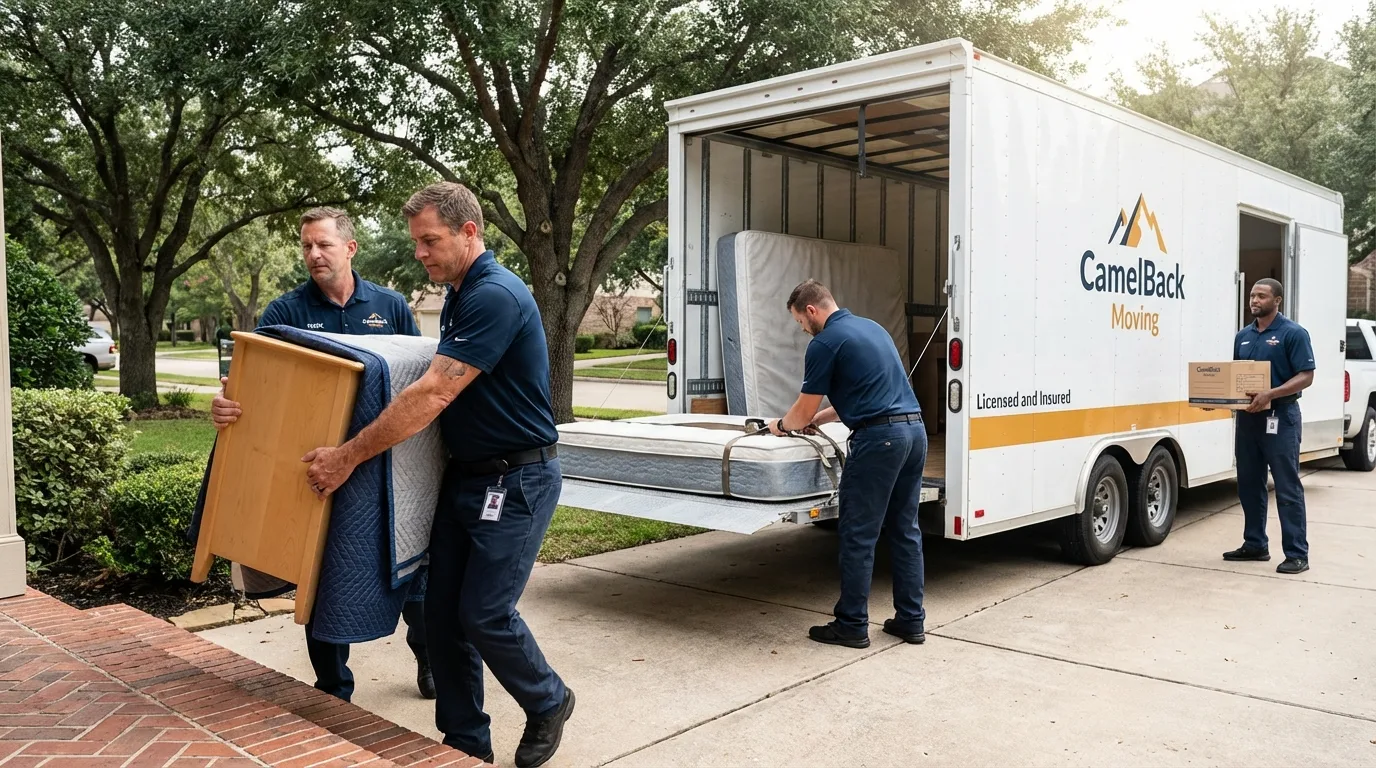Crew loading residential truck for cross-state move from Bay City, MI